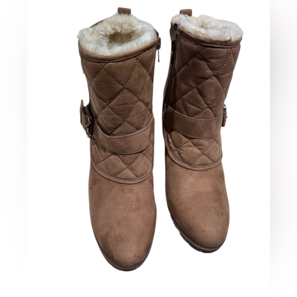 Unisa Tan Quilted Faux Suede Winter Boots - Women’s Size 9M- Cozy & Stylish